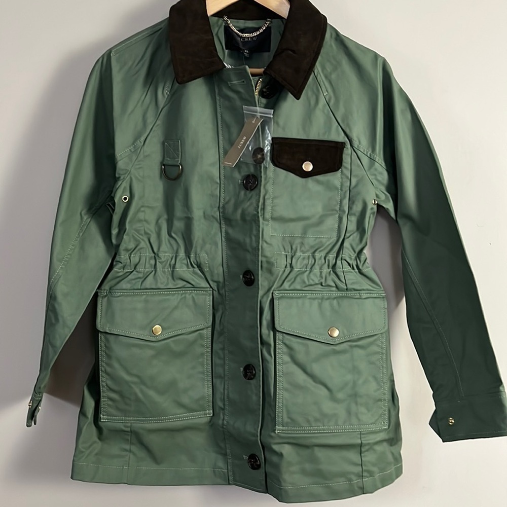 J. Crew Olive Utility Jacket with Dark Trim - Picture 2 of 12